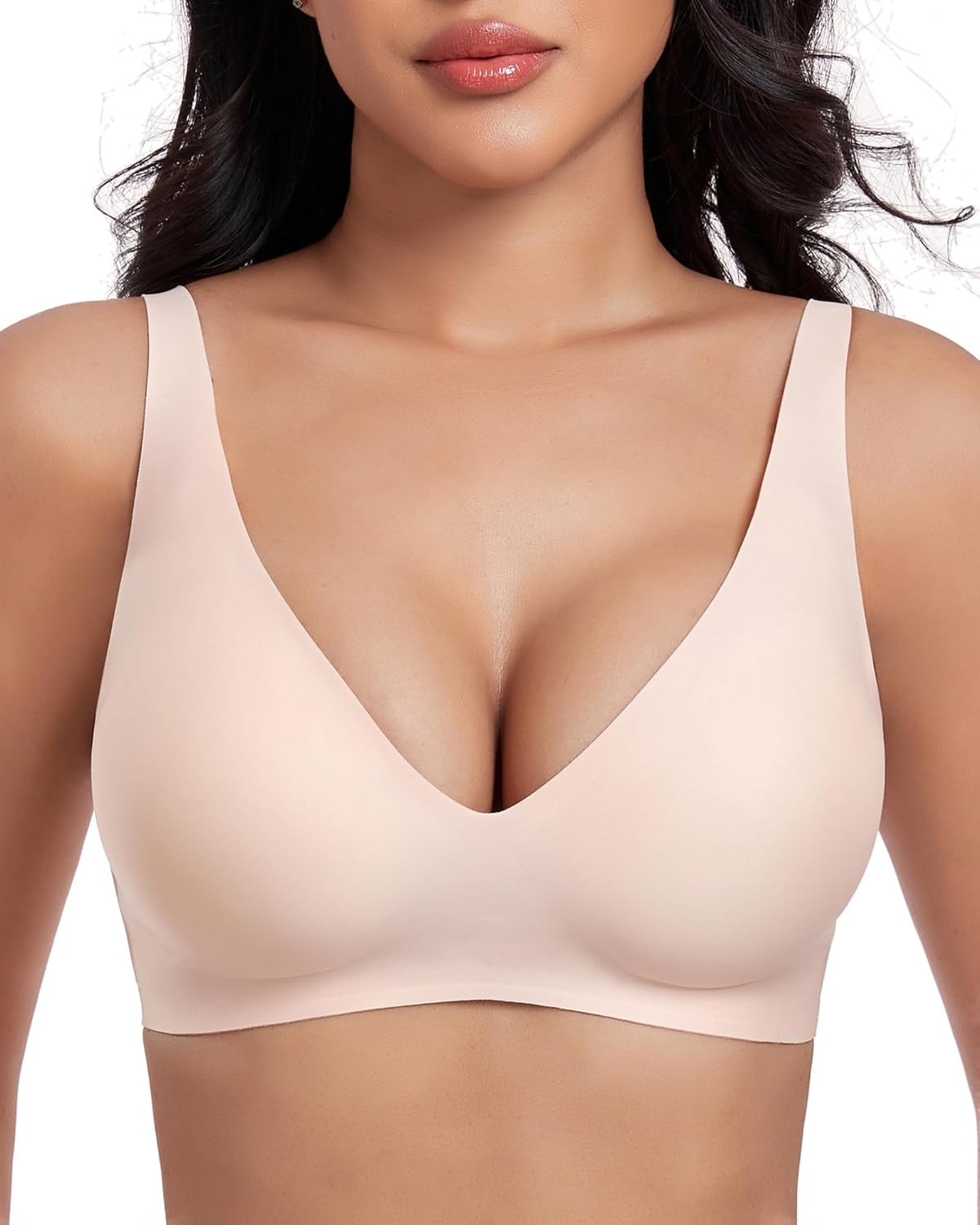 OXYIBRAS Deep V Non-Wired Women’s Bras Adjustable Seamless Wireless Bralettes Soft Comfort with Extender