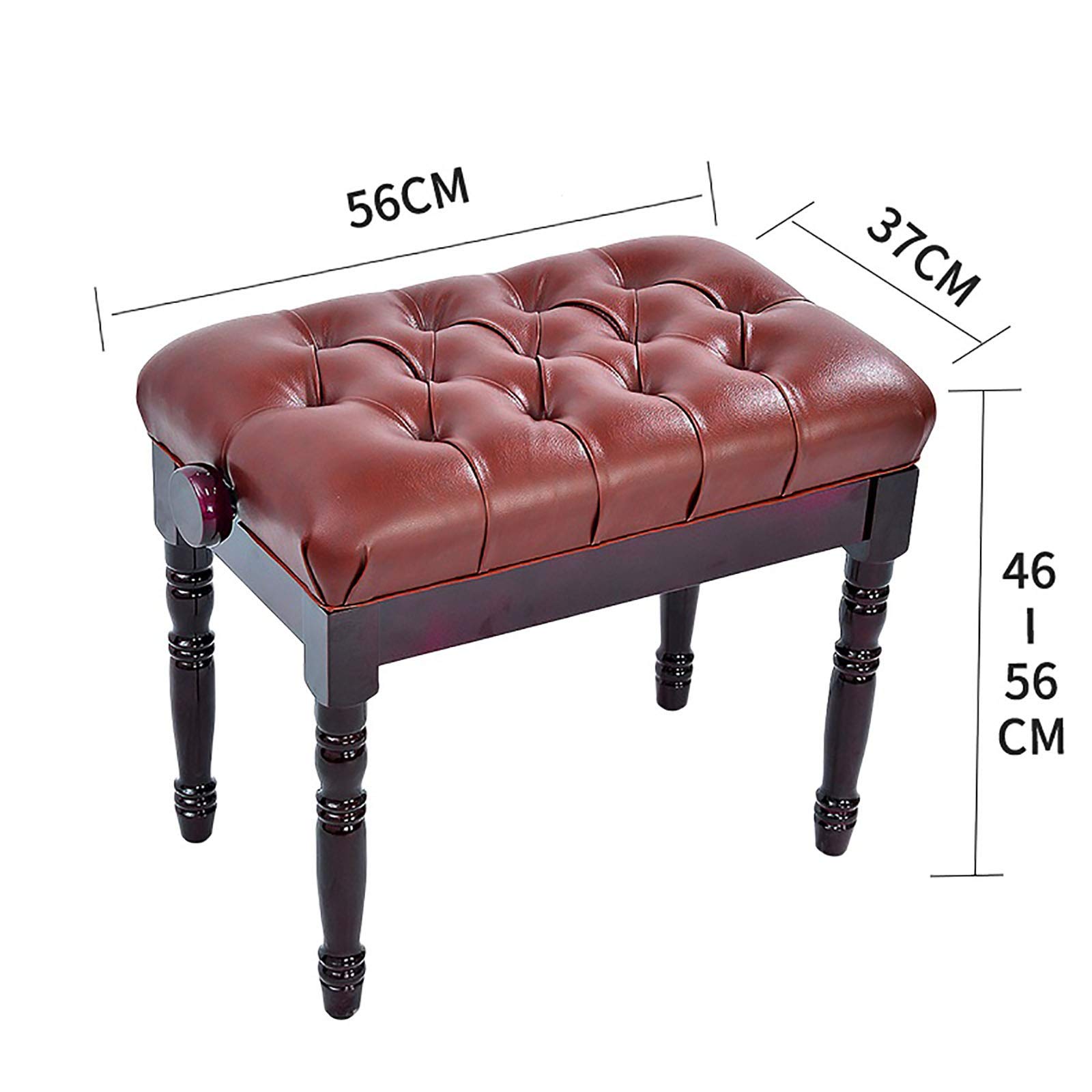 sdneNest Banco de piano ajustable con marco de madera, taburete de tocador para teclado, altura ajustable 46 56 cm, marrón rojizo, marrón rojizo