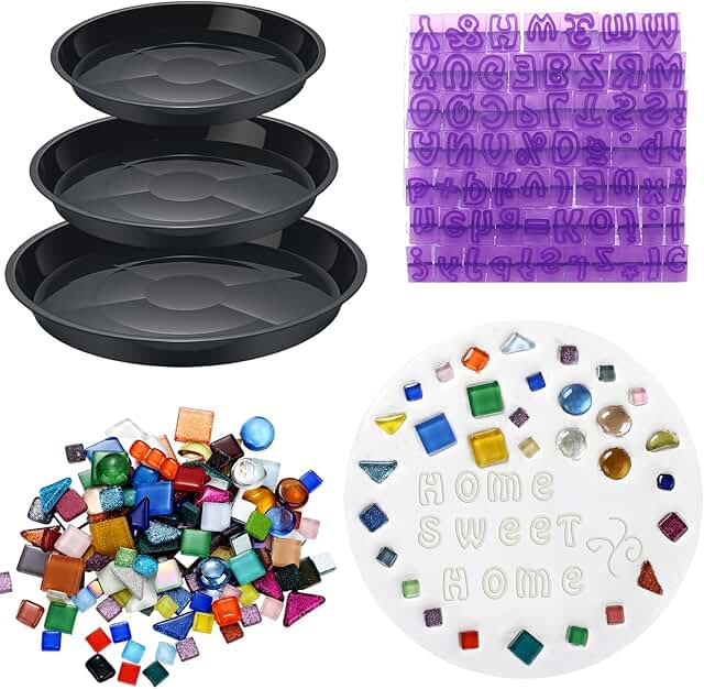 5 Pcs 3 Size Stepping Stone Kit for DIY Outdoor Garden Stepping Stone In...