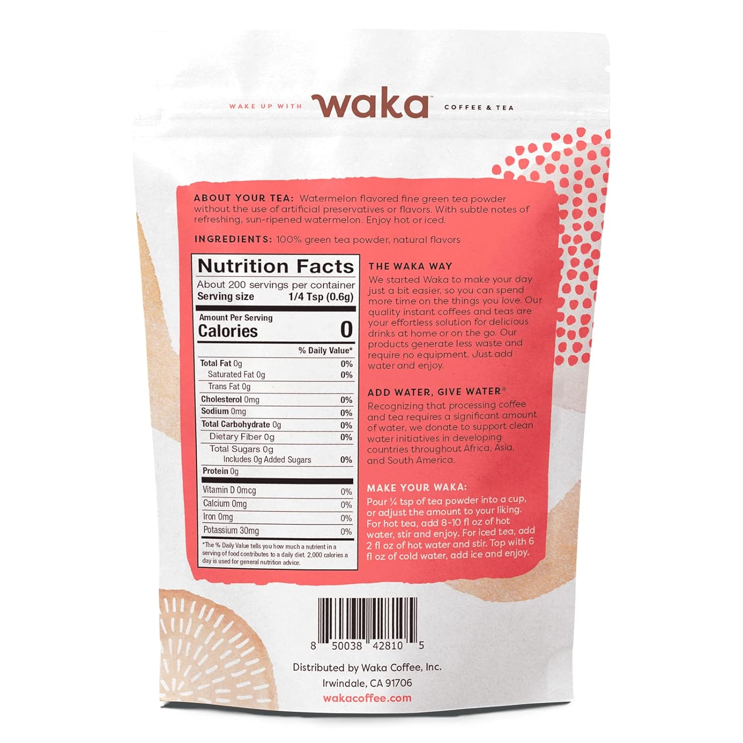 Waka Premium Instant Tea — No Sugar Added & Unsweetened Concentrated Tea Powder (Green & Watermelon)