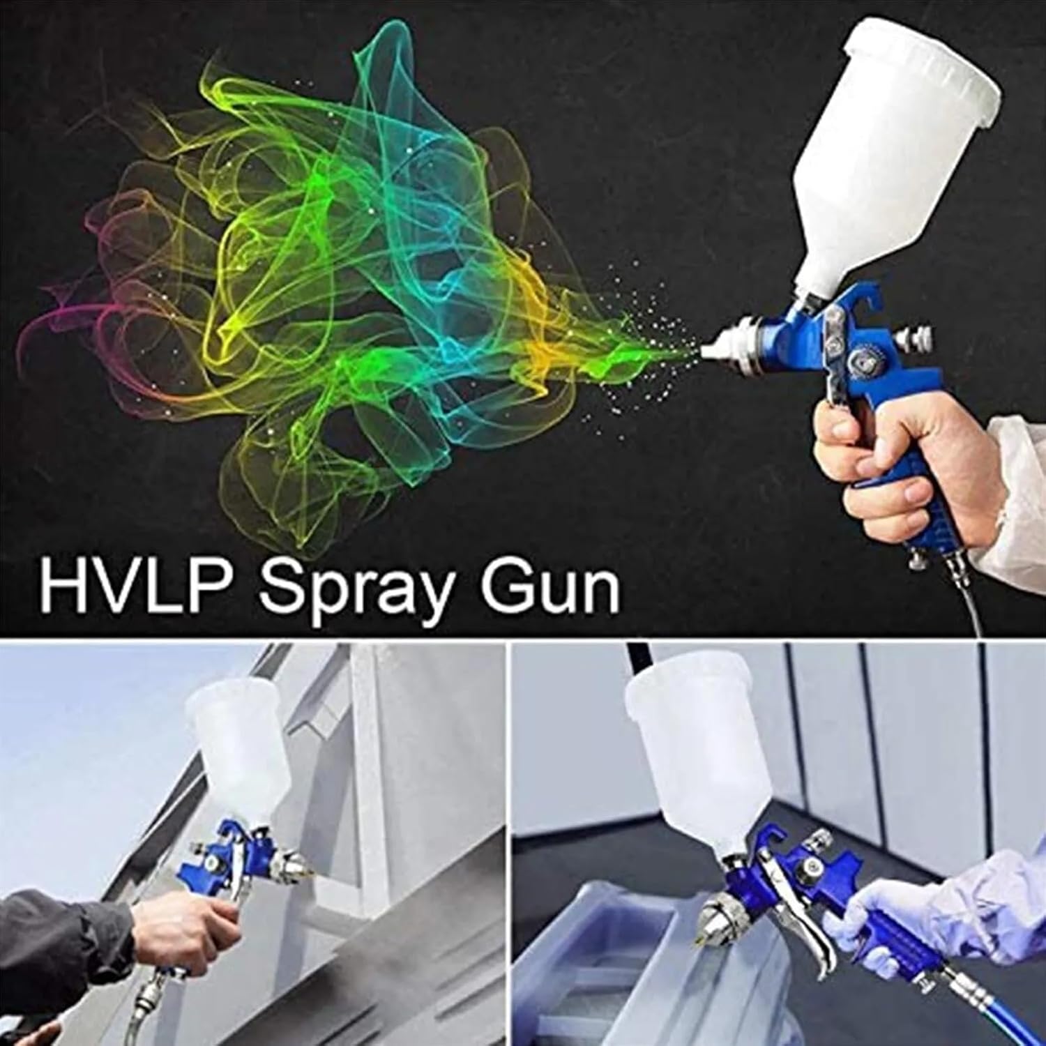 Hh2000 Pneumatic Spray Paint Sprayer 0.8mm/1.0mm Nozzle Professional Paint Spray Gun for Painting Car Pneumatic Gun (Size : The Caliber 0.8 Blue)