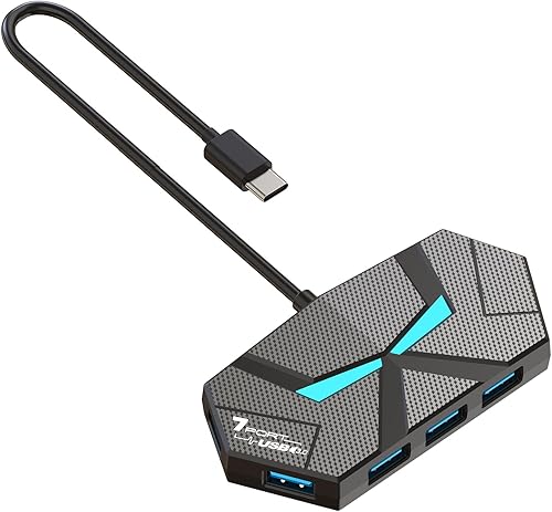 Miniatura 6 de Hub USB 2.0, concentrador USB de 4 puertos, extensor USB con puerto de alimentación adicional para laptop, PC, Xbox, gamepad, unidad flash, disco