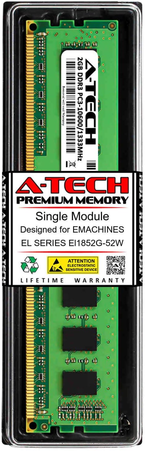 A-Tech 2GB RAM for EMACHINES EL Series EL1852G-52W | DDR3 1333MHz DIMM PC3-10600 240-Pin Non-ECC UDIMM Memory Upgrade Module