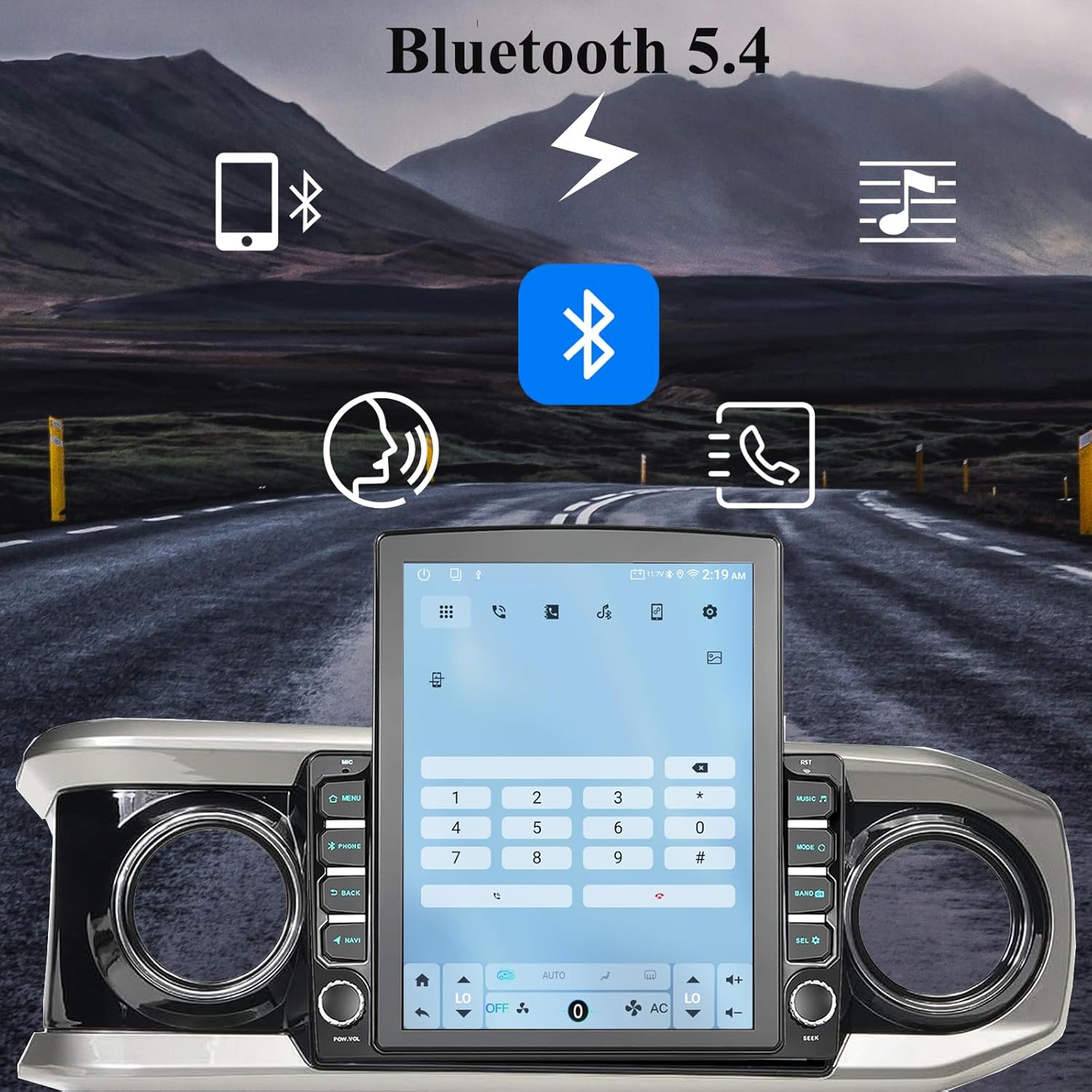 9.7" Android 14 Car Stereo Compatible with Toyota Tacoma 2016-2023, Wireless CarPlay & Android Auto, 4G+64G, 5G WiFi, GPS, Bluetooth 5.0, Retains OEM Backup Cam & Steering Wheel Control & Amplifier