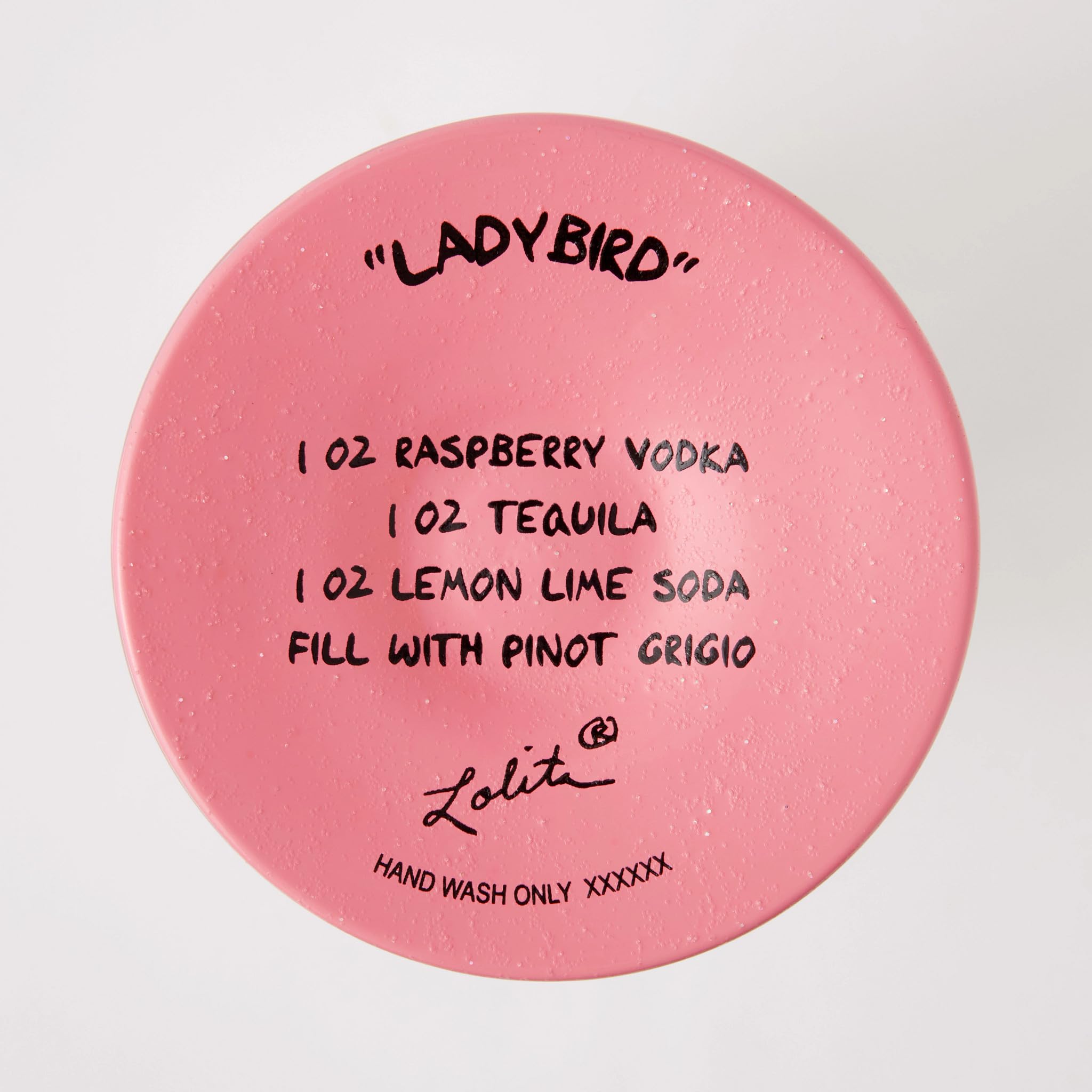 Enesco Lolita - Copa de vino artesanal pintada a mano con diseño de mariquitas, 15 onzas, multicolor
