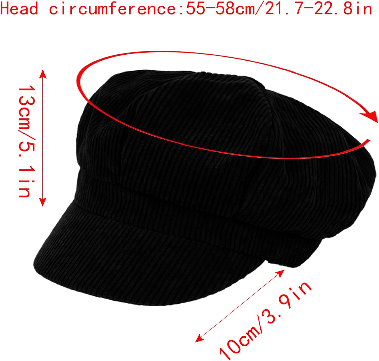 Women Stripes Corduroy Newsboy Hat Visor Beret Artist Painter Hat - Image 4