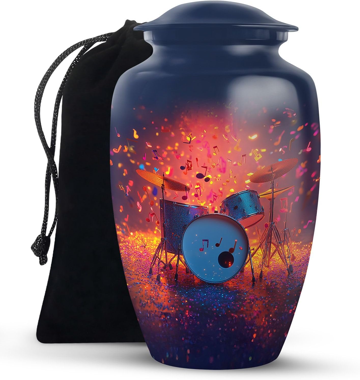 Drum Large Capacity Urns for Ashes - Adult Cremation Urn for Women with Drum Set - Funeral Urns for Human Ashes - Burial Ash Container - Decorative Urn for Adult Male & Female 10 Inch