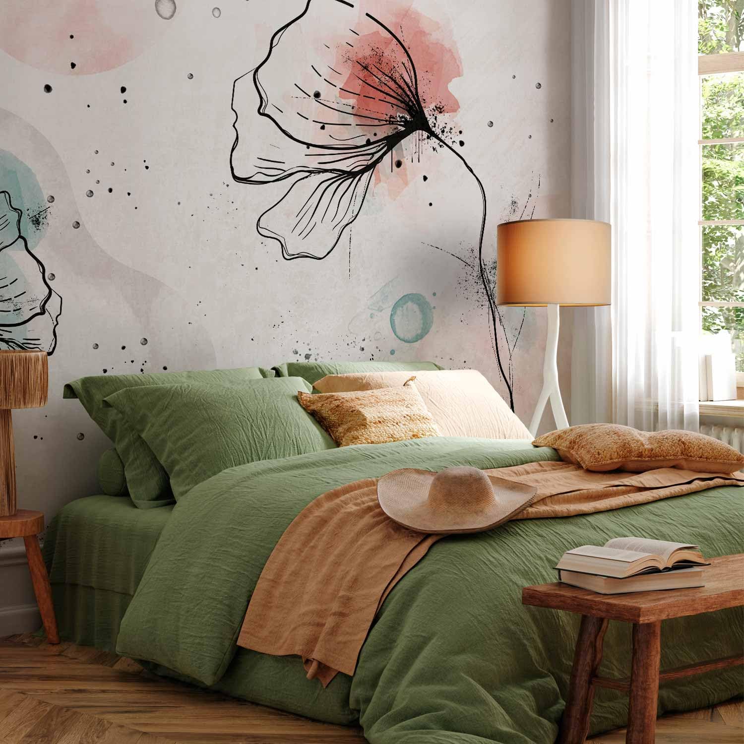 murando Fotomurales autoadhesivos Amapolas 343x256 cm Papel Pintado | coración Pared Murales Pegatina corativos adhesivos 3d Fotográfico Tableros Flores Naturaleza como pintado