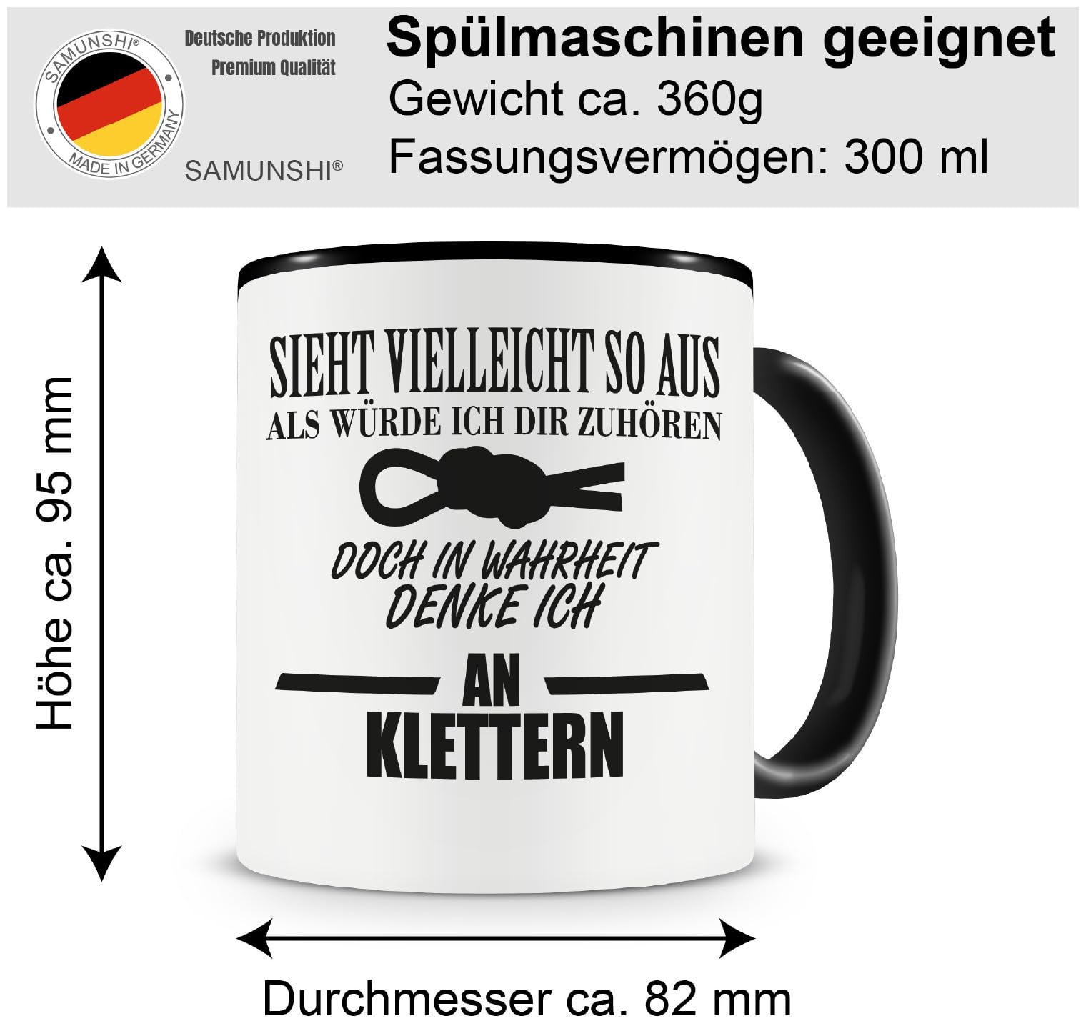 Samunshi Tasse 'Ich Denke An Schafe' - Neon Gelb, 300 Ml, Keramik, Mikrowellen- & Spülmaschinenfest - Lustige Geschenkidee