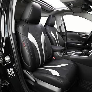 EKR Model 3 Seat Covers for Tesla Model 3 2024 2025 Long Range/Base(Not for Performance), SUV Seat Cover Full Set,Factory-Style Interior Upgrade,Easy-Wipe Protection,Leatherette(Black/White)