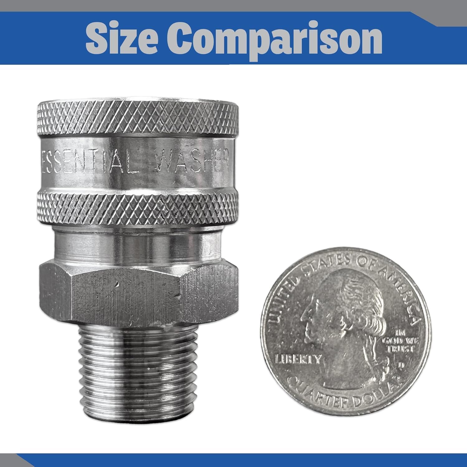 Essential Washer Stainless Steel ⅜” Quick Connect Male NPT | Pressure Washer Quick Connect Fittings | 5000 PSI | Set Of 6