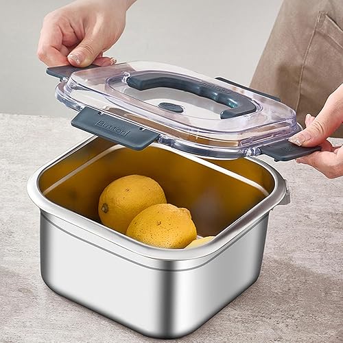 Miniatura 9 de Olla con mango de madera, juego de ollas de acero inoxidable con cesta coladora y tapa transparente, pinzas para alimentos y estante para freír