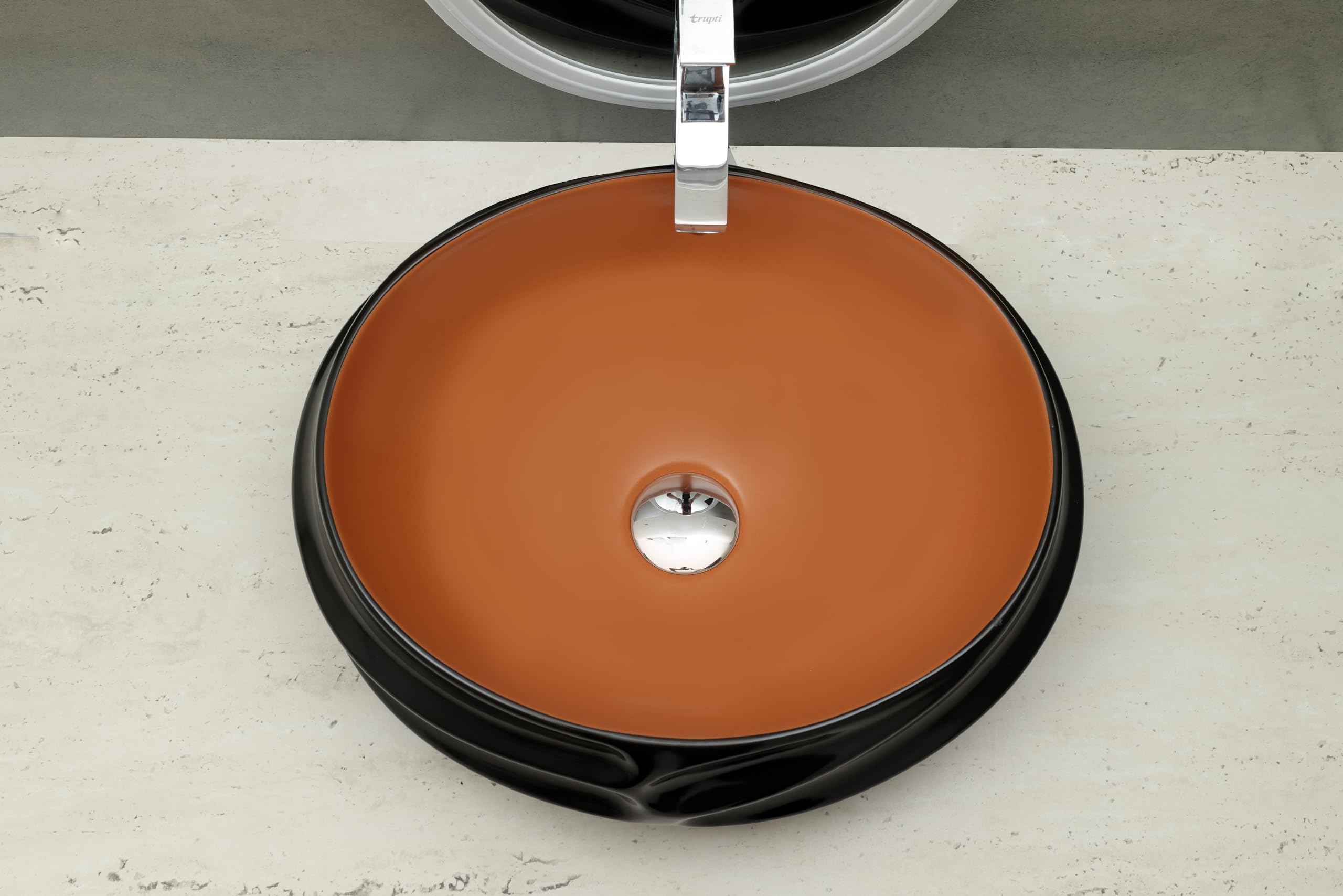 HISRE Table Top Wash Basin For Bathroom Jinbio ceramic Wash basin | Luxurious Beutyfull Table Top Bathroom Sink Wash Basin (19 x 14.5 x 5 INCH) (Style - 1) BA3401, photo 4 of 4