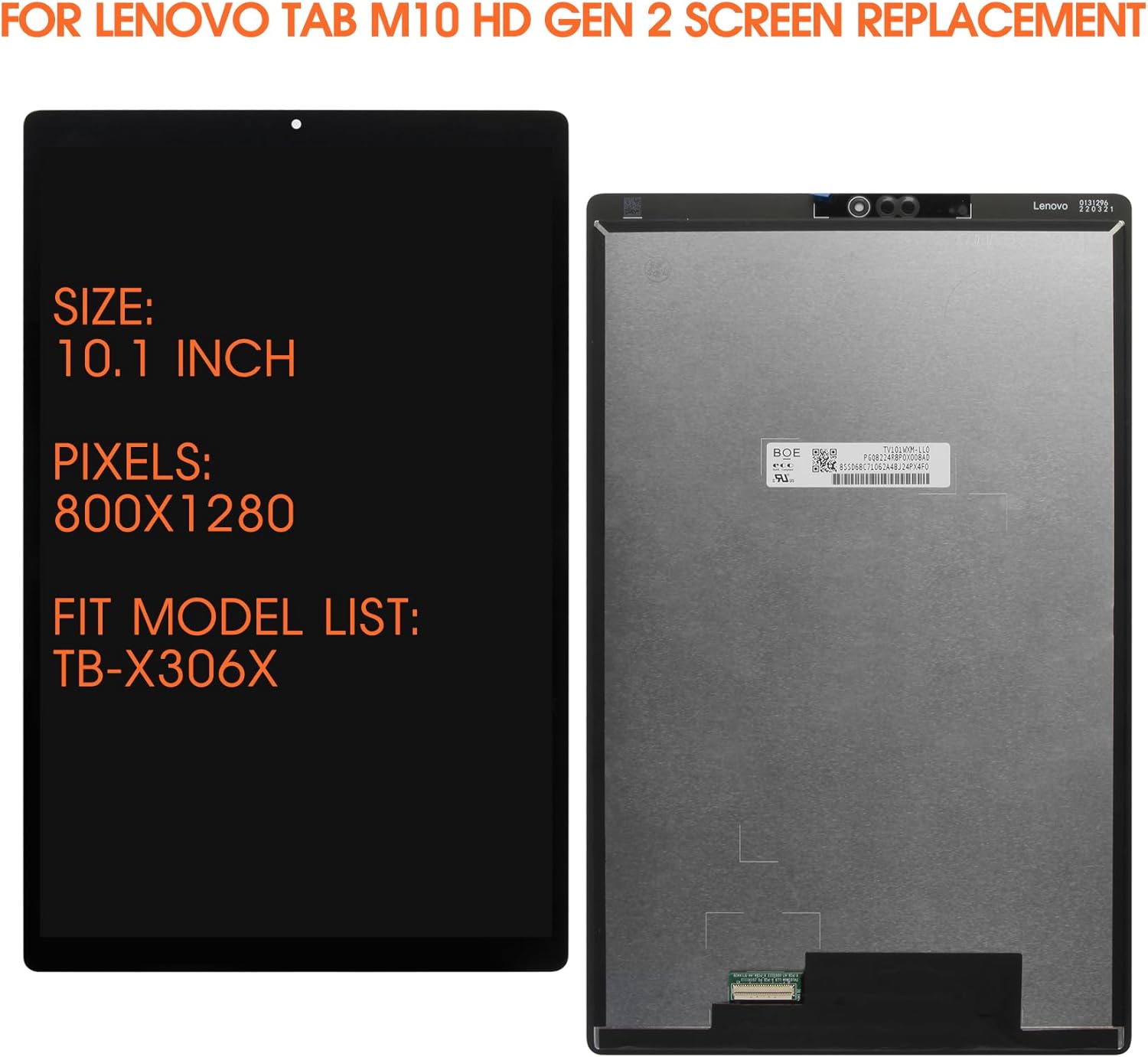 Screen Replacement for Lenovo Tab M10 HD Gen 2 for Lenovo TB-X306X LCD Display TB-X306V TB-X306F Touch Screen Digitizer Assembly Repair Kits 10.1"