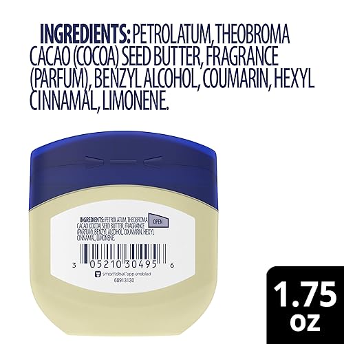 Miniatura 2 de Vaseline Jalea de petróleo rica acondicionadora, manteca de cacao, tamaño de viaje 1.7 onzas/1.7 fl oz (paquete de 6)