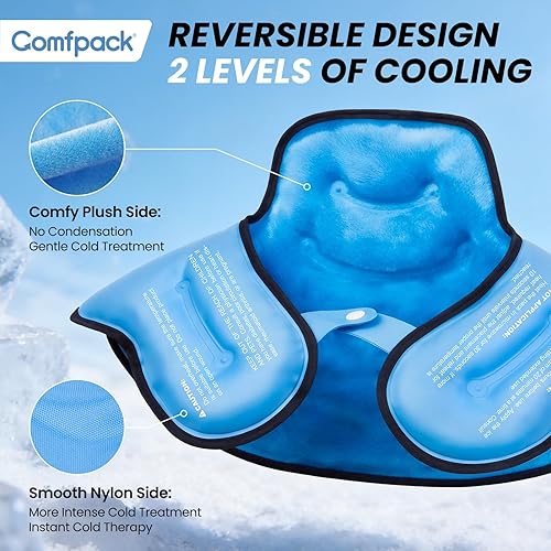 Miniatura 3 de Bolsa de hielo para aliviar el dolor de cuello y hombros, envoltura de bolsa de hielo para el cuello con gel reutilizable, terapia de compresa fría