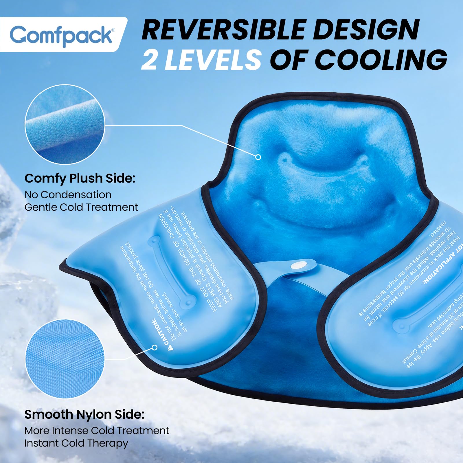 Comfpack Bolsa de hielo para alivio del dolor de cuello y hombros, bolsa de hielo de gel reutilizable para terapia de compresión fría y caliente, bolsa de hielo para lesiones, hinchazón, cirugía