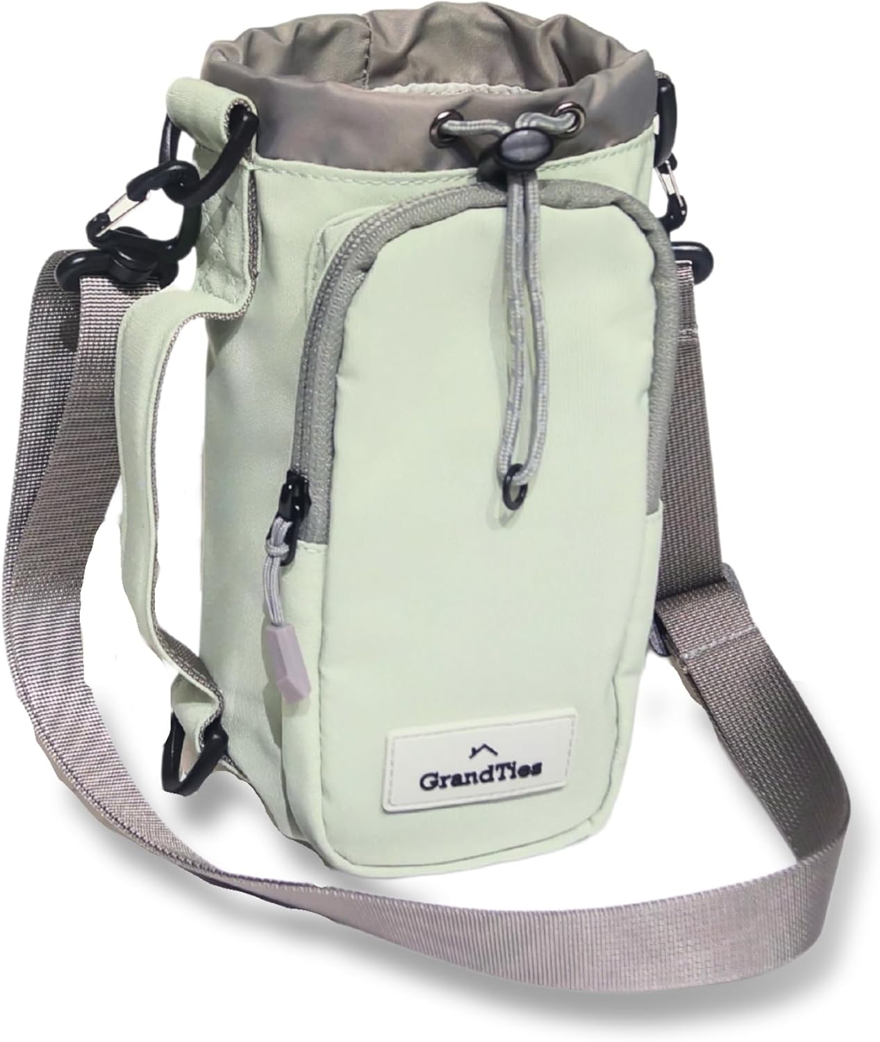 GRANDTIES Water Bottle Holder with Strap 24 32 40 oz Insulated Water Bottle Carrier Sling Bag, Large, Crossbody and Hands-Free, with Phone Pocket for Hiking, Outdoor Camping, Gym (Sage)