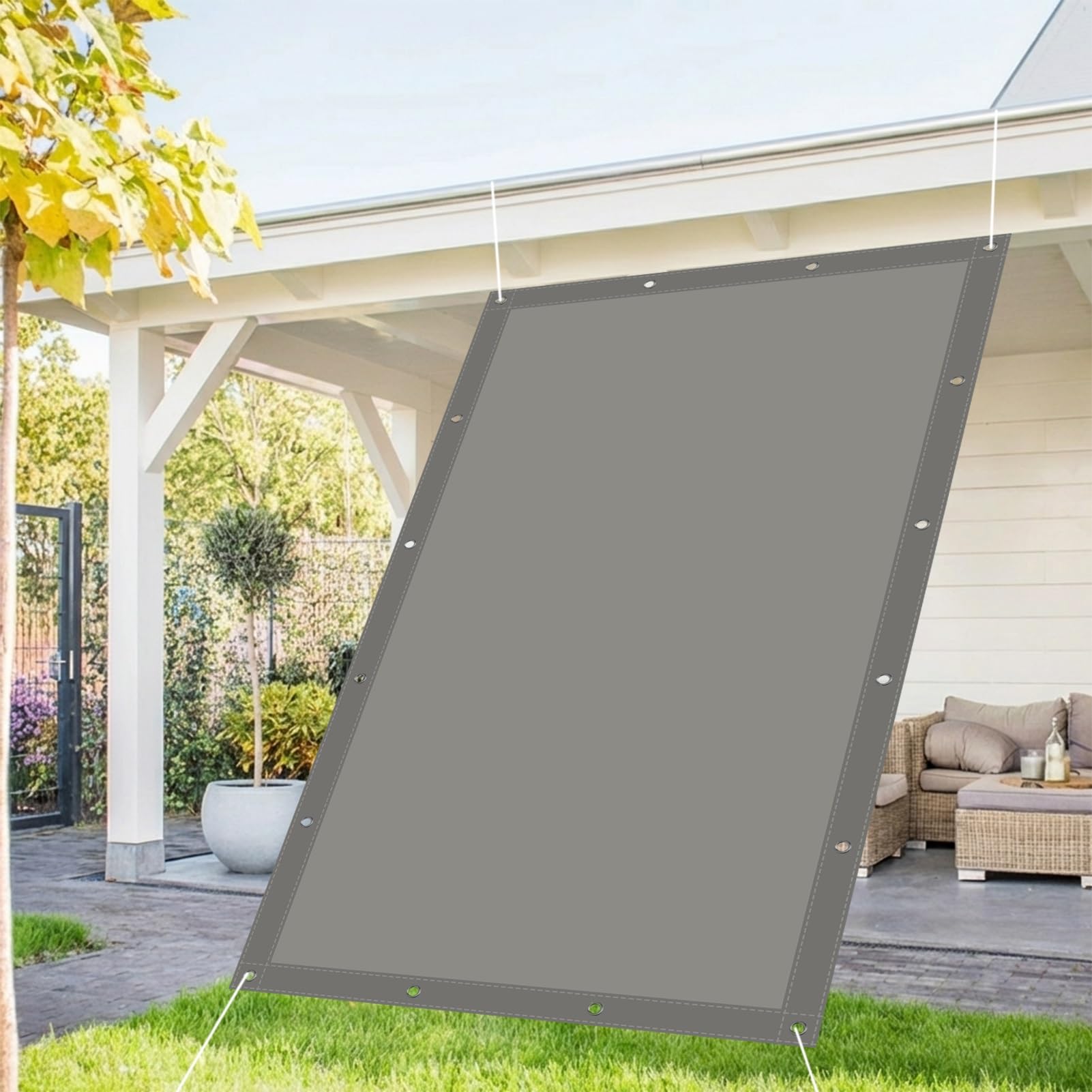 Toile ombrage 280x280 cm grise en PES résistant à l'eau pour votre terrasse