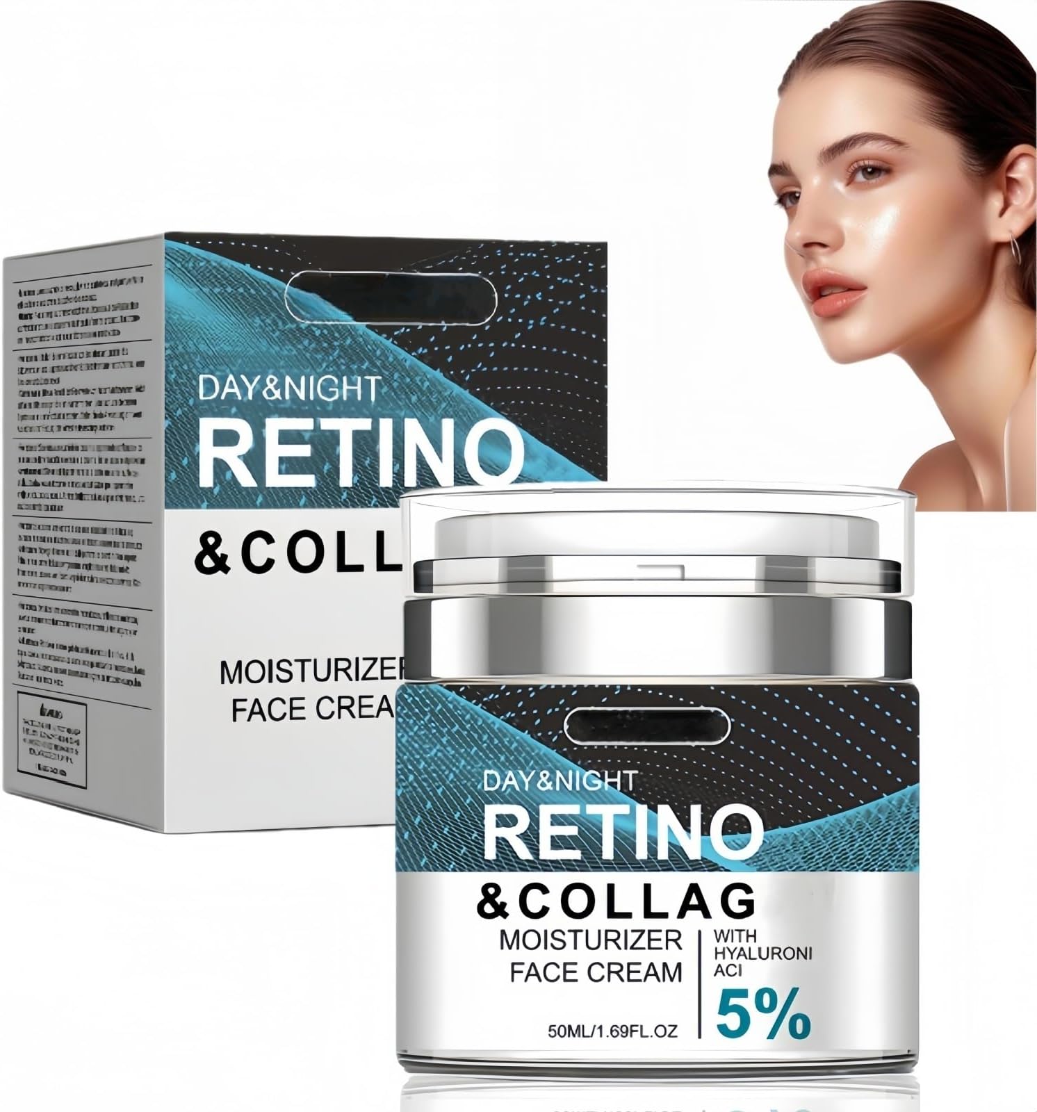 50G Re/tinol Colla/gen Face Cream with Hyalur/onic Ac/id, Anti-Aging & Anti-Wrinkle Moisturiser for Women,Day and Night Skin Care Cream,Re/tinol Serum for Face,Day Cream for Women Anti Aging