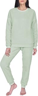 Sleepdown Damen Womens Ladies Long Sleeve Teddy Fleece Top and Bottoms Set Pyjamaset