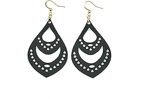 Boho Handmade Teardrop Genuine Black Leather Earrings