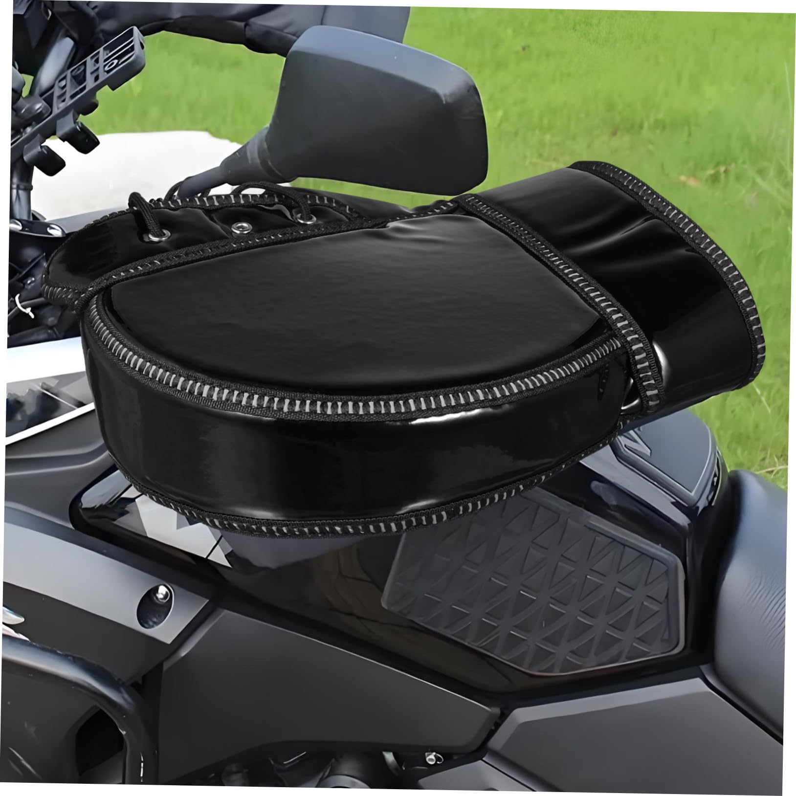 Manopole Moto Invernali 1 Paio Nero Pu Fibra Sintetica | Antivento, Calde e Isolate, Vestibilità, Facili da Pulire, per Rides in Inverno e Freddo