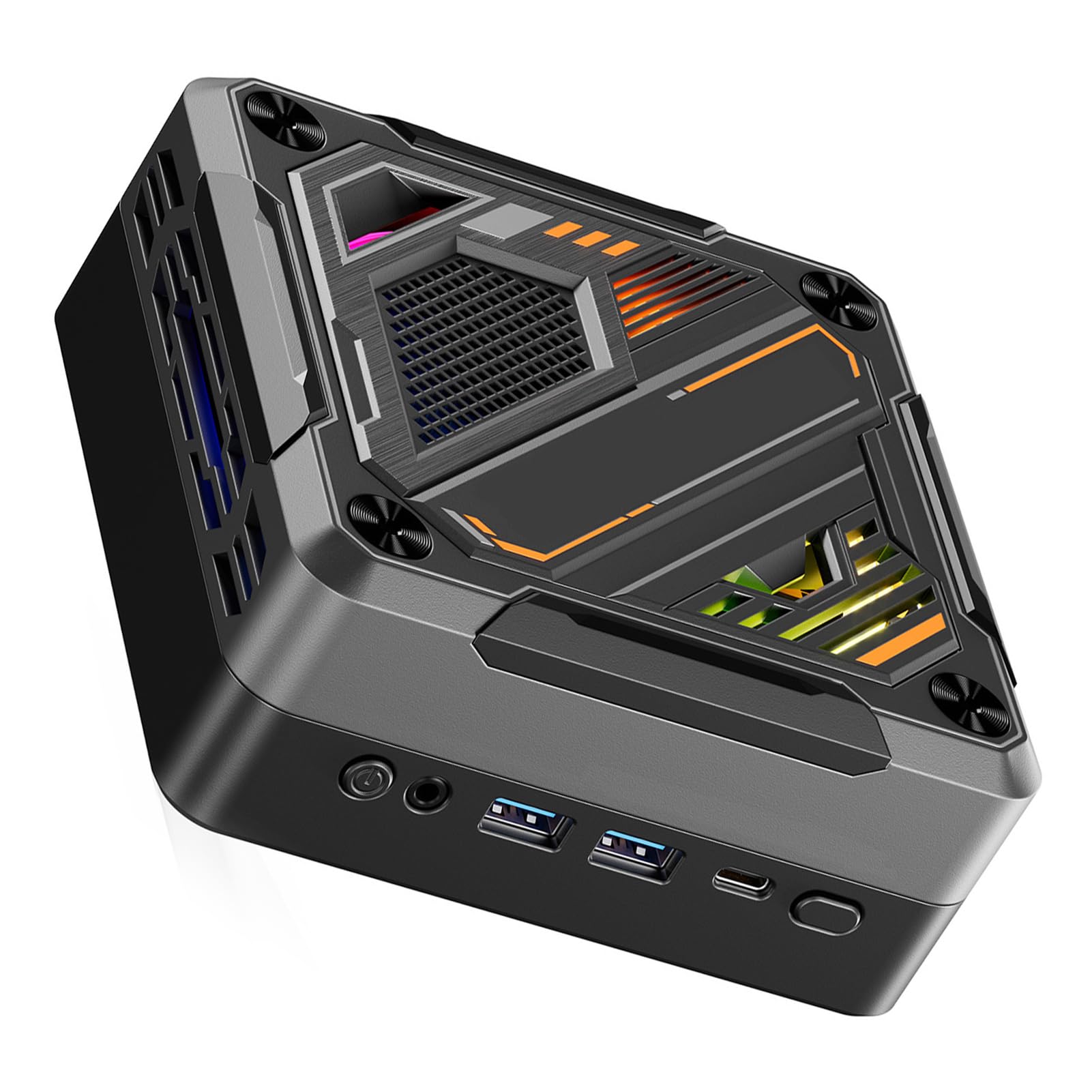Domary Ryzen 7 5700U Mini PC 8 Core 16 Thread Mini Computer da Gioco con Illuminazione RGB WIFI6 BT5.2 4K Triplo Display per Conferenze in Ufficio a Casa (Spina UE da 16 GB e 512 GB)
