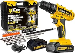 Parafusadeira E Furadeira De Impacto 3/8 The Black Tools Tb21-pz Com 2 Baterias Bivolt E Acessorios
