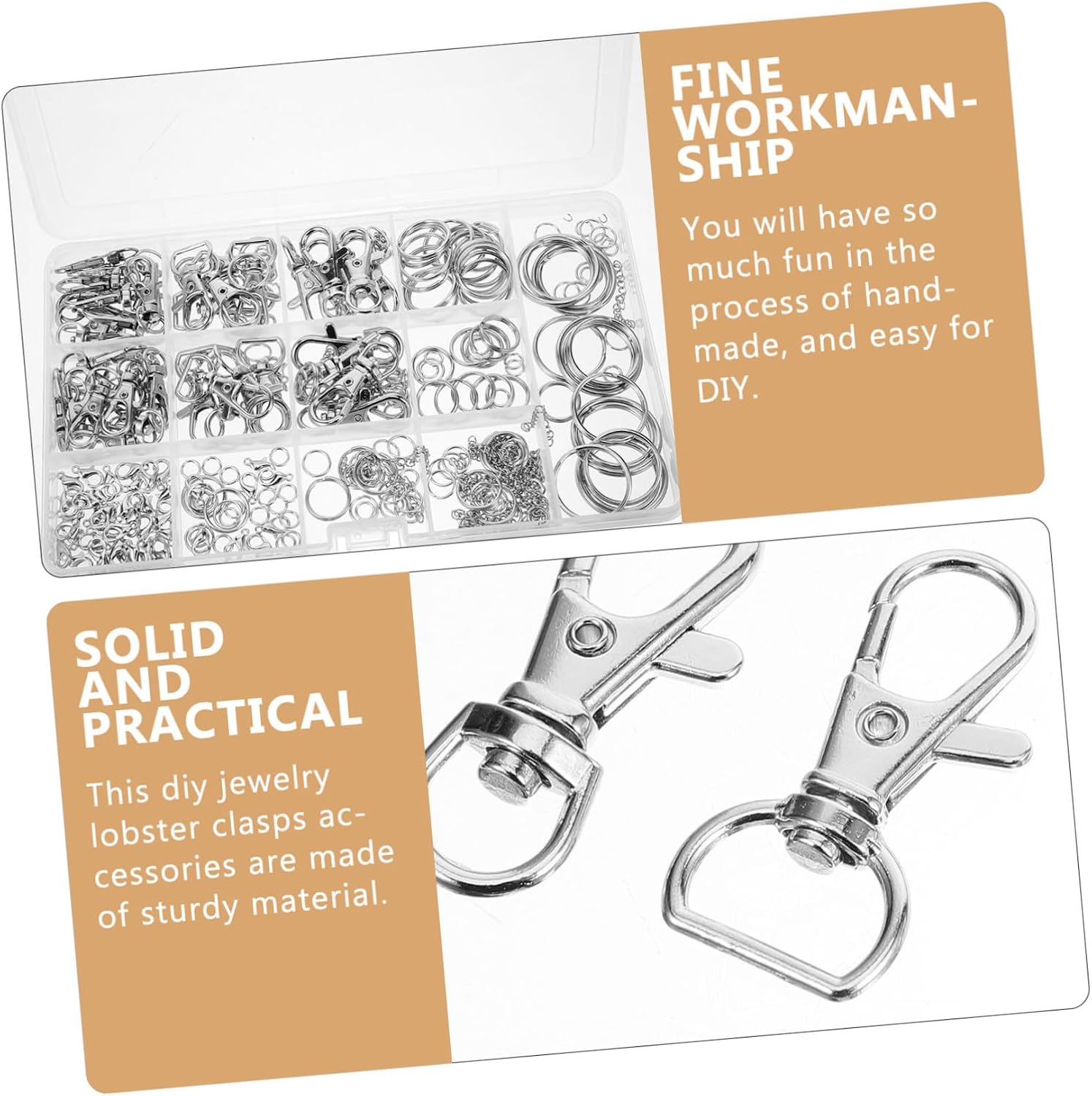 Silver Alloy Lobster Clasps and Jump Rings for DIY Jewelry