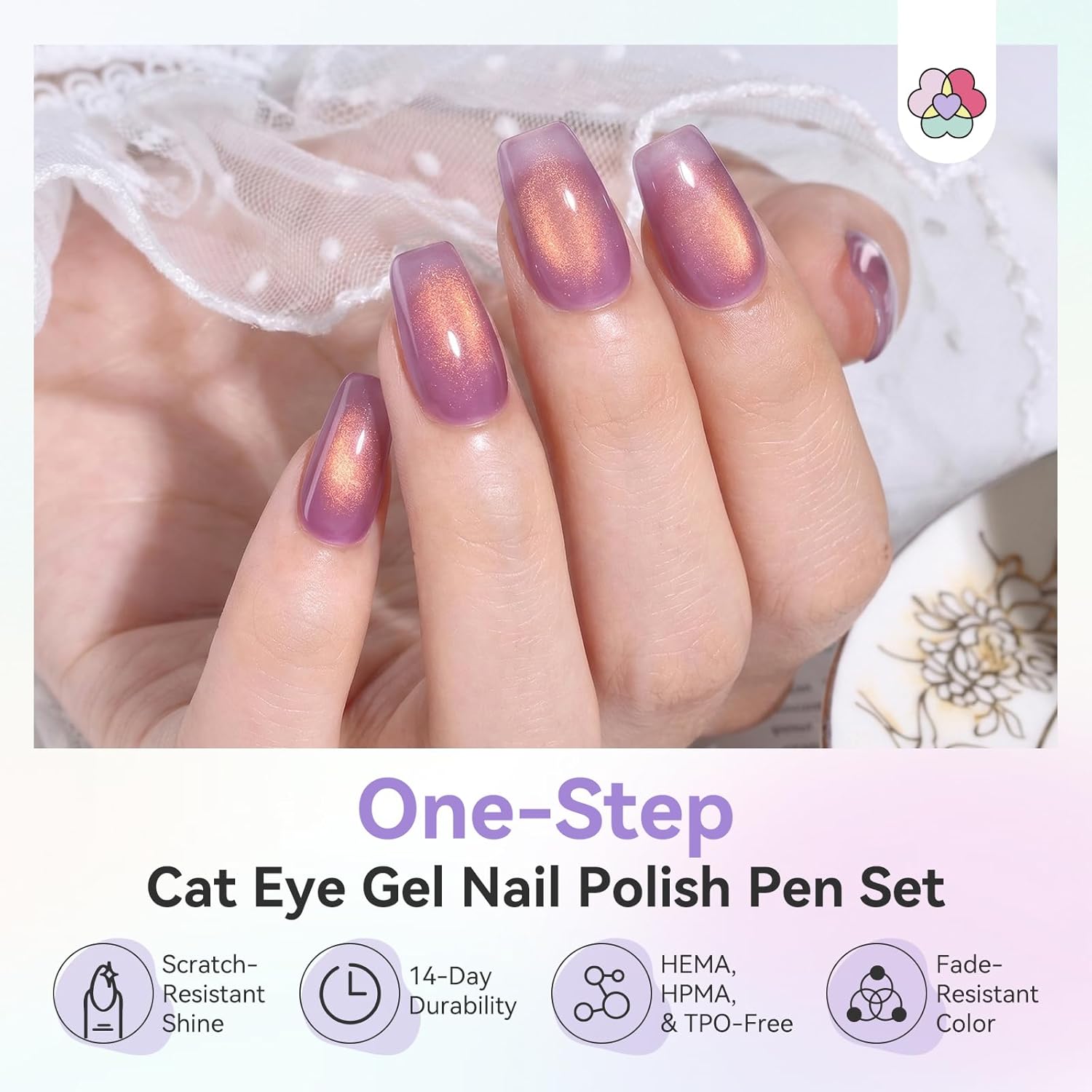SAVILAND Acrylic Nail Kit with Drill & One-Step Cat Eye Yellow Green Pink Gel Nail Polish Pen Set