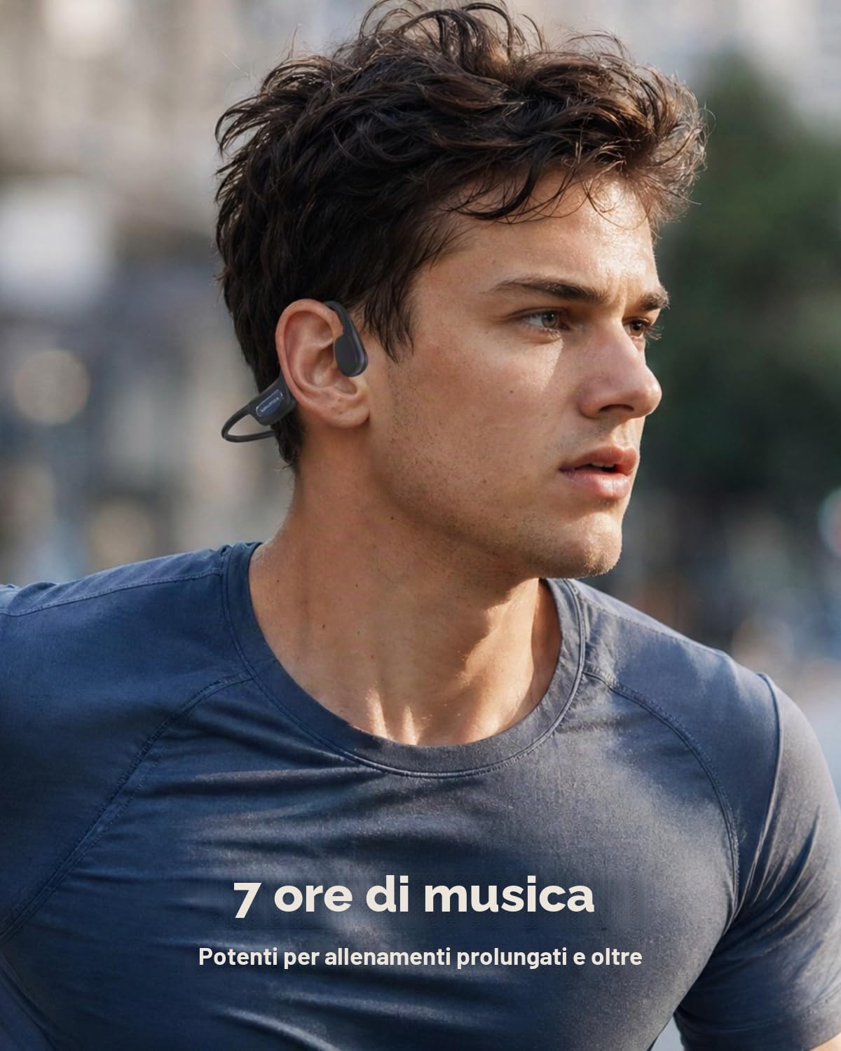 Cuffie Conduzione Ossea Bluetooth 6.0 per Corsa Fitness Ciclismo, IPX8, 25g | 25g Ultra-leggero e Materiale in silicone morbido per comfort, Impermeabile IPX8 per corsa, ciclismo e fitness, Non per nuoto