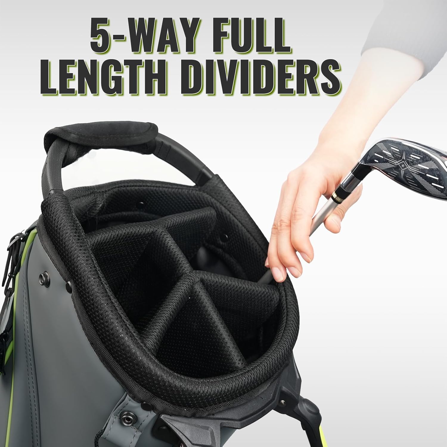 Honma Golf Stand Bag Lightweight,Premium PU Leather Golf Bag for Men Women with 5-Way Full-Length Divider, Dual Strap, Ideal for Carrying or Push Cart