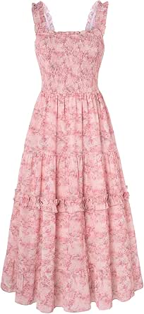 Scarlet Darkness Floral Dress for Women 2026 Summer Dress Flowy Sundress