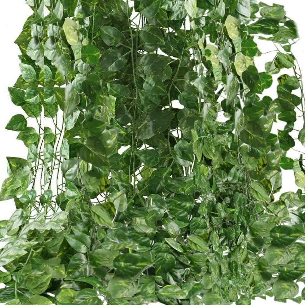 Smilee Artificial ivy leaf plants vine, 12 strands 84 feet artificial garlands fake foliage flowers hanging vine for home kitchen garden office wedding party home decor wall decor artificial leaves