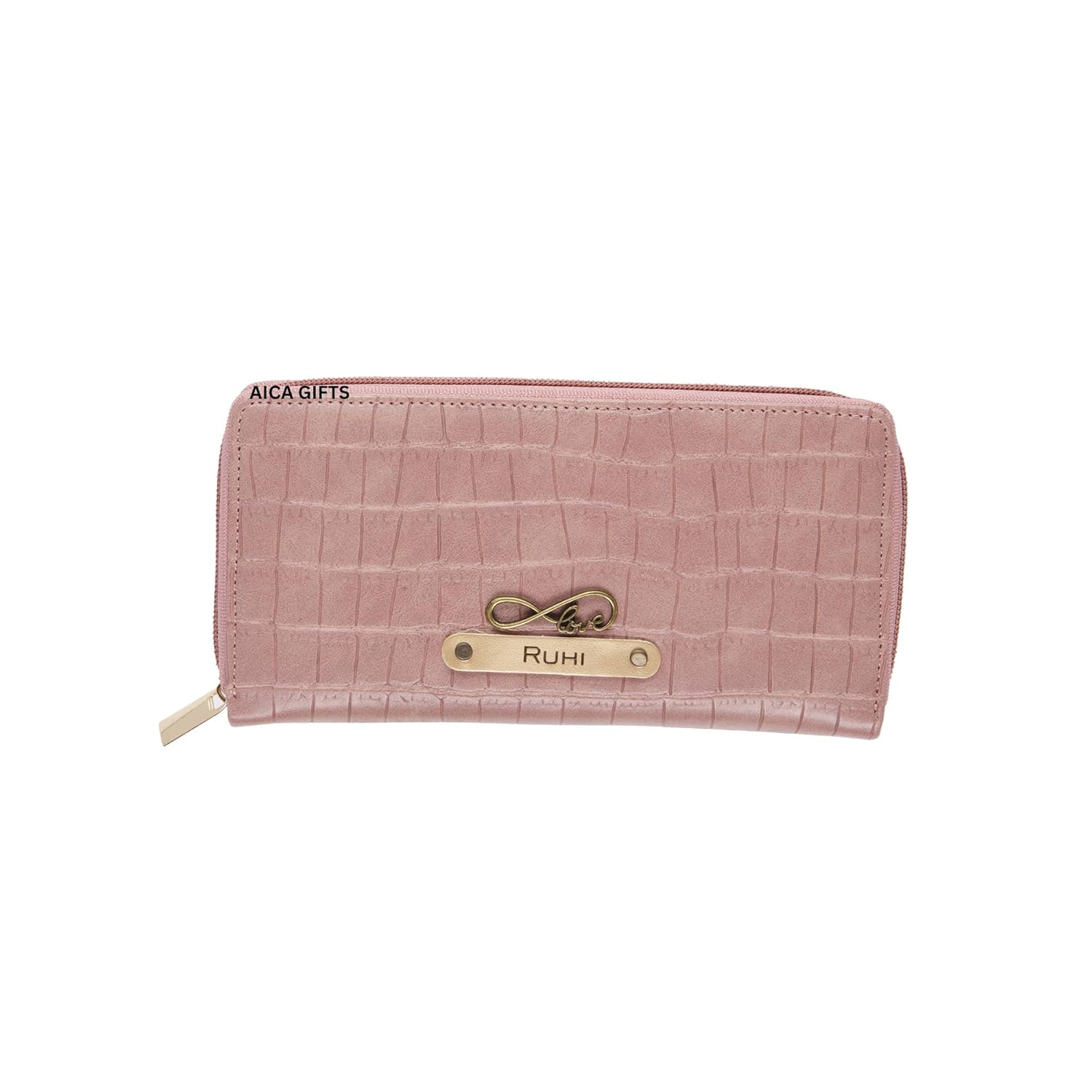 AICA Personalized Name & Charm Self -Textured Leather Customized Women Wallet Purse (NudePink) |Birthday Anniversary Wedding Gifts Items for Womens Day Woman Womens Girls Girl