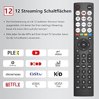FOXRMT Távirányító Hisense Vidda UHD Smart 4K TV-hez - 12 Gyorsgombbal, Programozás Nélküli Használat, 8m Hatótáv, ERF2J36H Modell 4