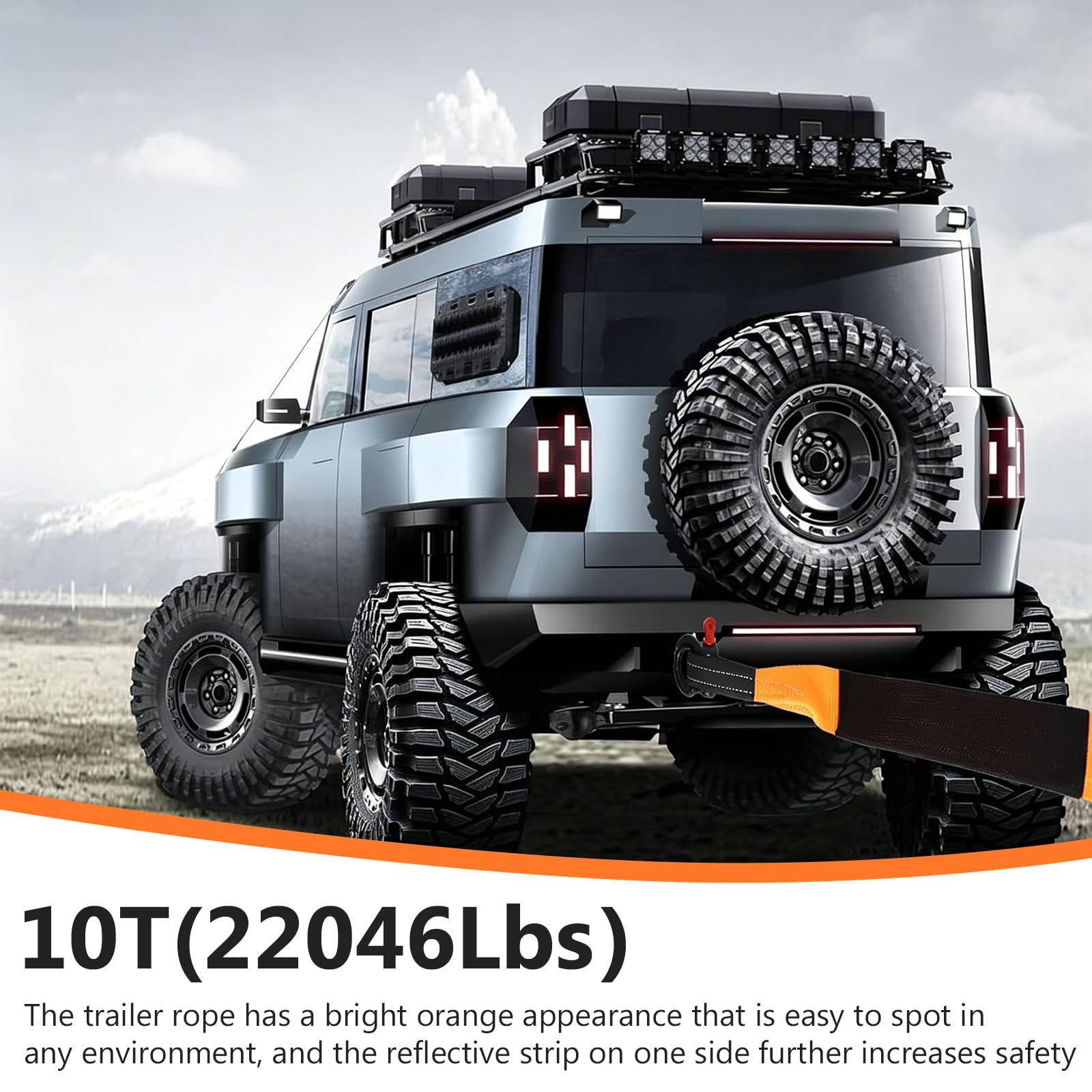 Abschleppseil Auto 10 Tonnen (22046 Lbs), 5m x 5cm Abschleppseil PKW, Abschleppgurt mit Hohe Festigkeit' Schäkel und Handschuhen, KFZ Notfall Abschleppseilfür Auto, SUV, Geländewagen