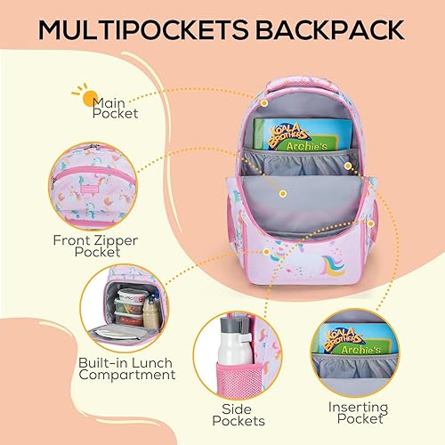 Miniatura 3 de mommore Mochila para niños con múltiples compartimentos, Unicornio, Mochilas de viaje