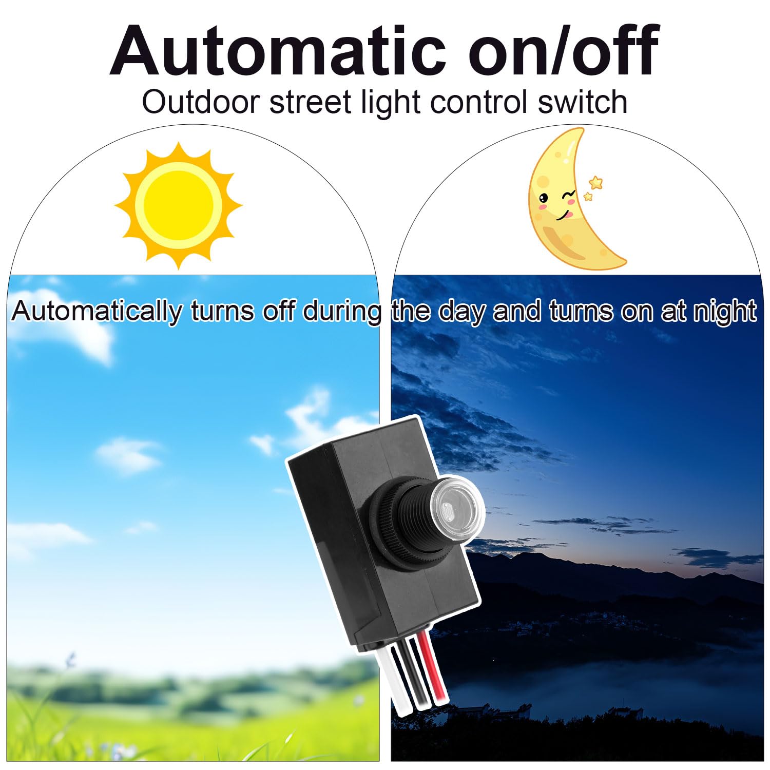 6pcs Dusk to Dawn Sensor for Outdoor Lighting, 100-277V Weatherproof Photoelectric Switch Photocell Light Sensor for Most Outdoor Lamp Fixtures Bulbs Security Lights Easy Install