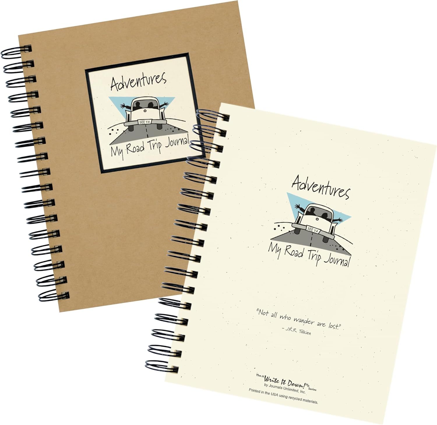 Write it Down series by Journals Unlimited,Guided Journal, Adventures, My Road Trip Journal, Full-size 7.5"x 9", Kraft Hard Cover, Made in USA