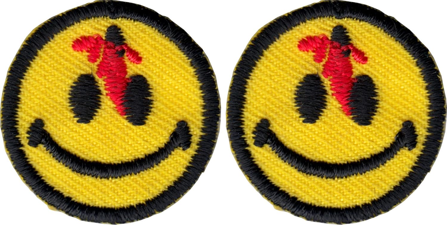 Happy Face Gunshot to The Head Embroidered Iron On or