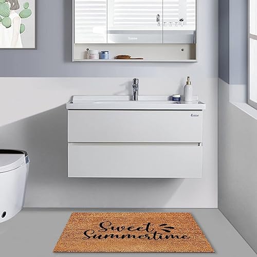 Miniatura 2 de Doormat Sweet Summer Time Entryway Outdoor Coir Door Mat Heavy Duty PVC Backing Non Slip Natural Coconut Brown Pad Home Decor 24x35inch