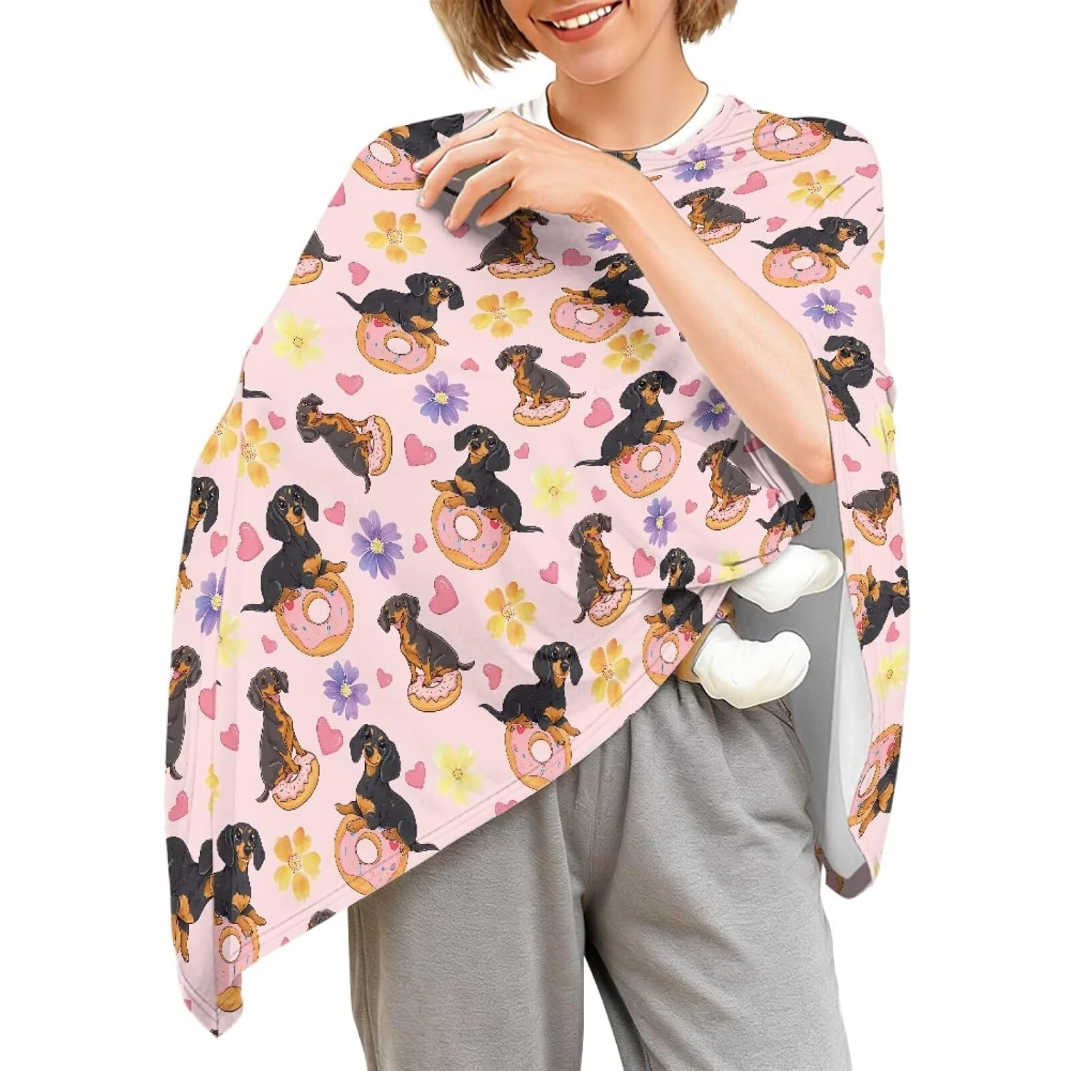 Dachshund Nursing Cover for Breastfeeding Soft & Breathable Privacy Poncho for Mom Mother Feeding Shawl Travel Stroller Rain Cover Winter Spring Outdoor