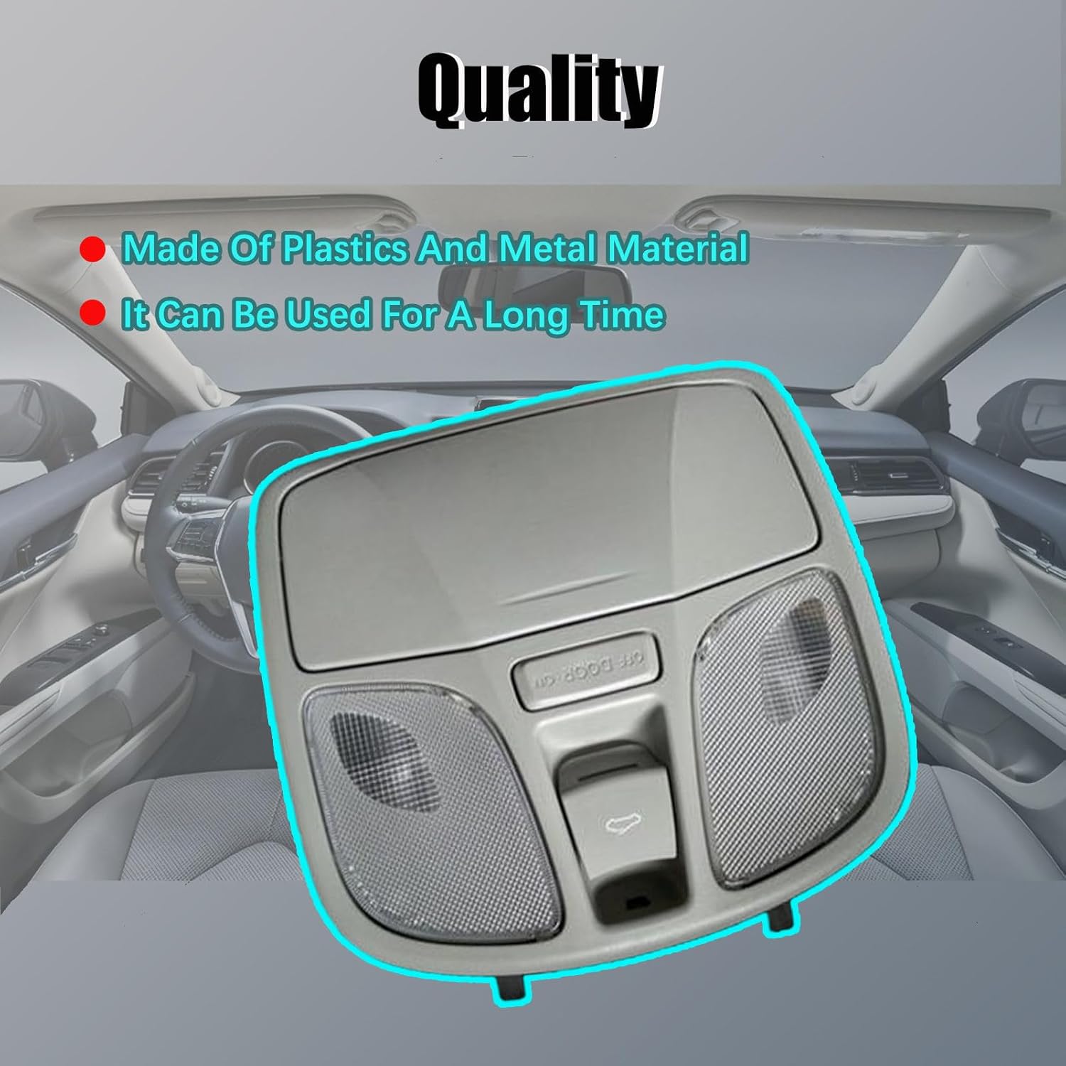 Overhead Consoles with Dome Light Assembly, for Hyundai Sonata​ 2011-2015, OE: 92810-4QXXX, Overhead Consoles Map Reading Light Lamp, Interior Cab Lights Storage Assembly-Gray-with Skylight