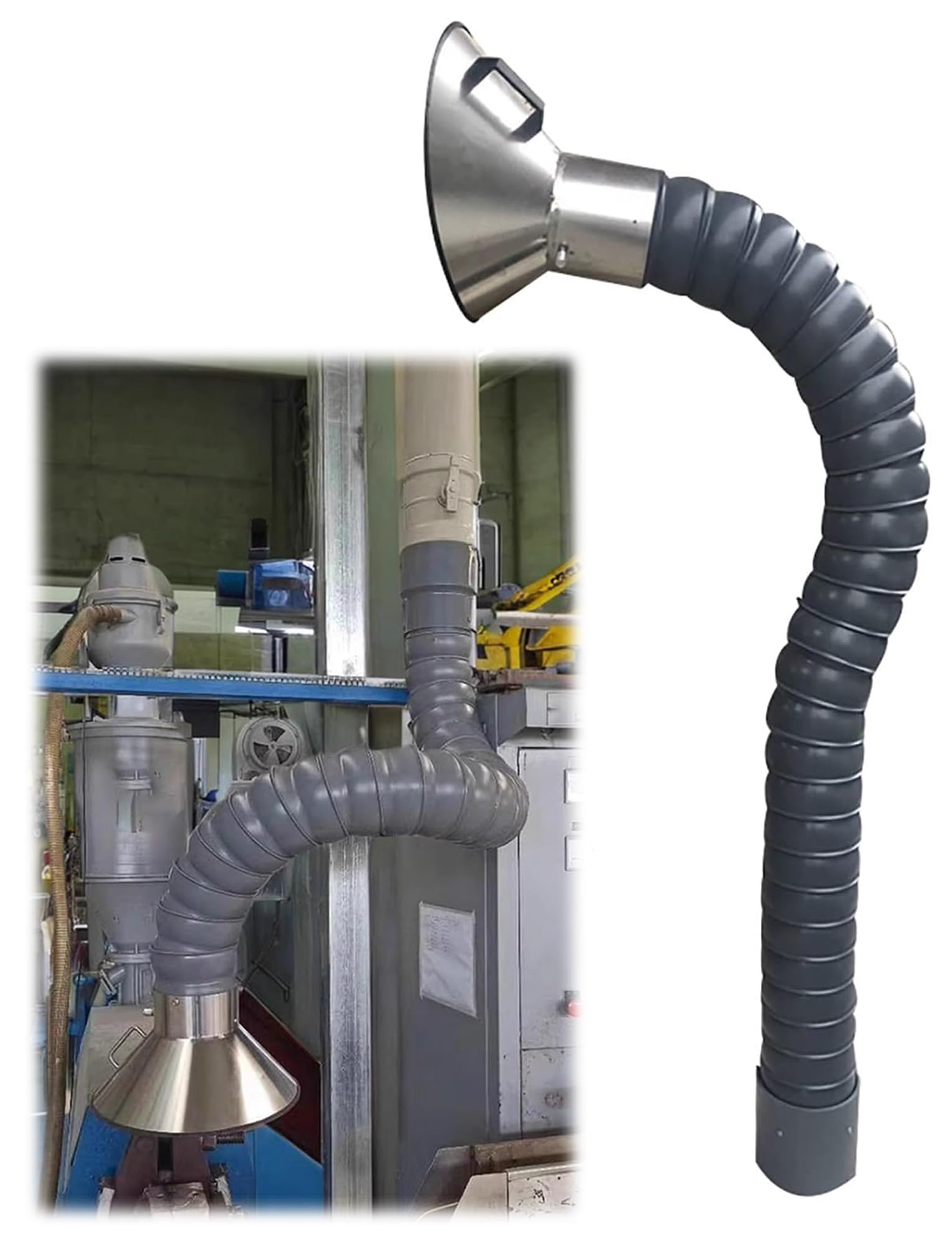 LVSEWOA 360° Flexible Fume Extractor Arm with Hood - Industrial Articulated Smoke Hose for Welding, Soldering, Dust Collection in Workshop & Laboratory Use​(Dia:16cm,100cm/3.3ft)