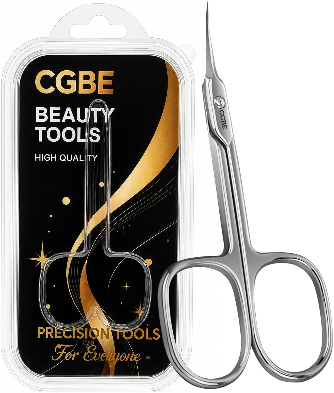 Cuticle Scissors, Extra Fine Curved Blade, Super Slim, Ambidextrous, Silver, Stainless Steel, Precision, Manicure Scissors