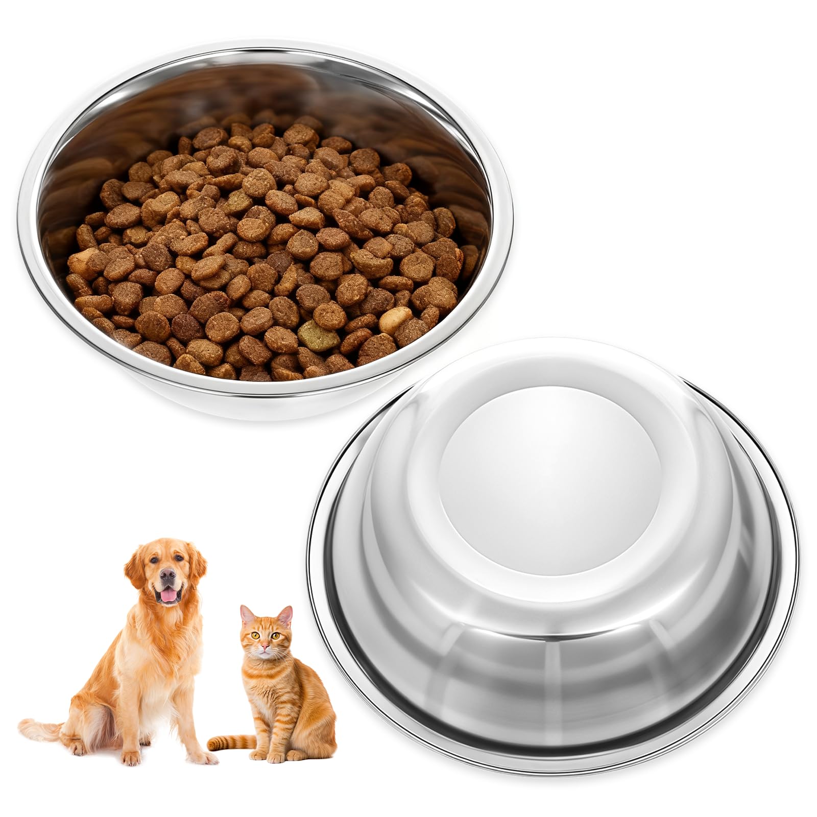 Photo 1 of 2 Pack Small Stainless Steel Dog Bowls 5 Inch Metal Dog Food Bowls Pet Feed Water Bowl for Large Medium Small Dogs, Thickened Durable Replacement Bowl for Elevated Stand, Kitten, Puppy