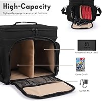 Vista 4 de Funda portátil para Nintendo Switch, bolsa de almacenamiento grande compatible con Nintendo SwitchSwitch OLEDSwitch Lite, funda rígida de forro