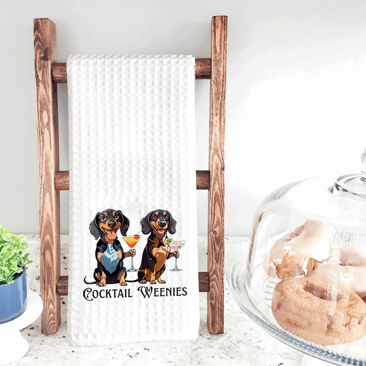TSOTMO Martini Cocktail Lover Gift Dachshund Cocktail Weenies Kitchen Towel Funny Dog Lover for Pet Owners Women (Cocktail Weenies Towel) image 4